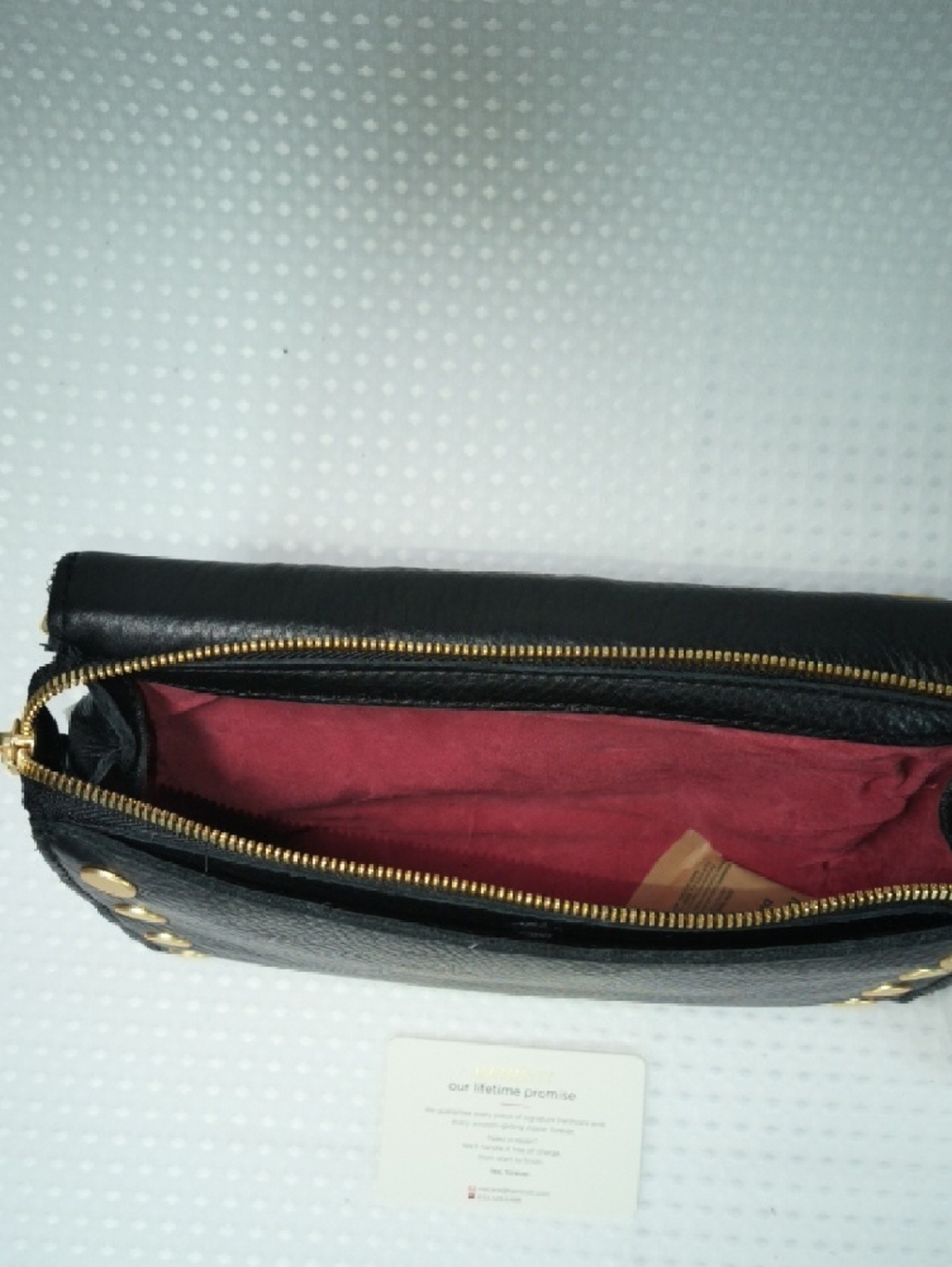 Hammitt Montana Small Black Leather Clutch, Gold Grommet Detail With Strap Nwot - Picture 9 of 15